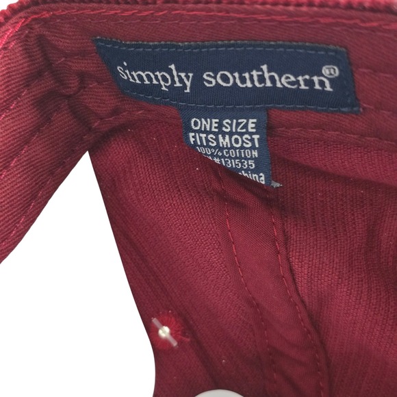 Simply Southern Burgundy Corduroy Dog Embroidered Baseball Cap Simple One Size - Picture 3 of 5